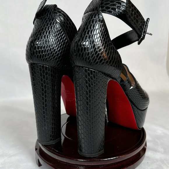 Christian Louboutin Black Python Pumps Platform Heels - Picture 5 of 9